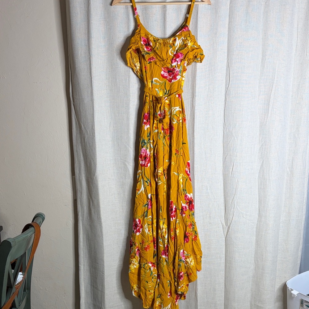 Xhilaration size m Floral Yellow Maxi Dress